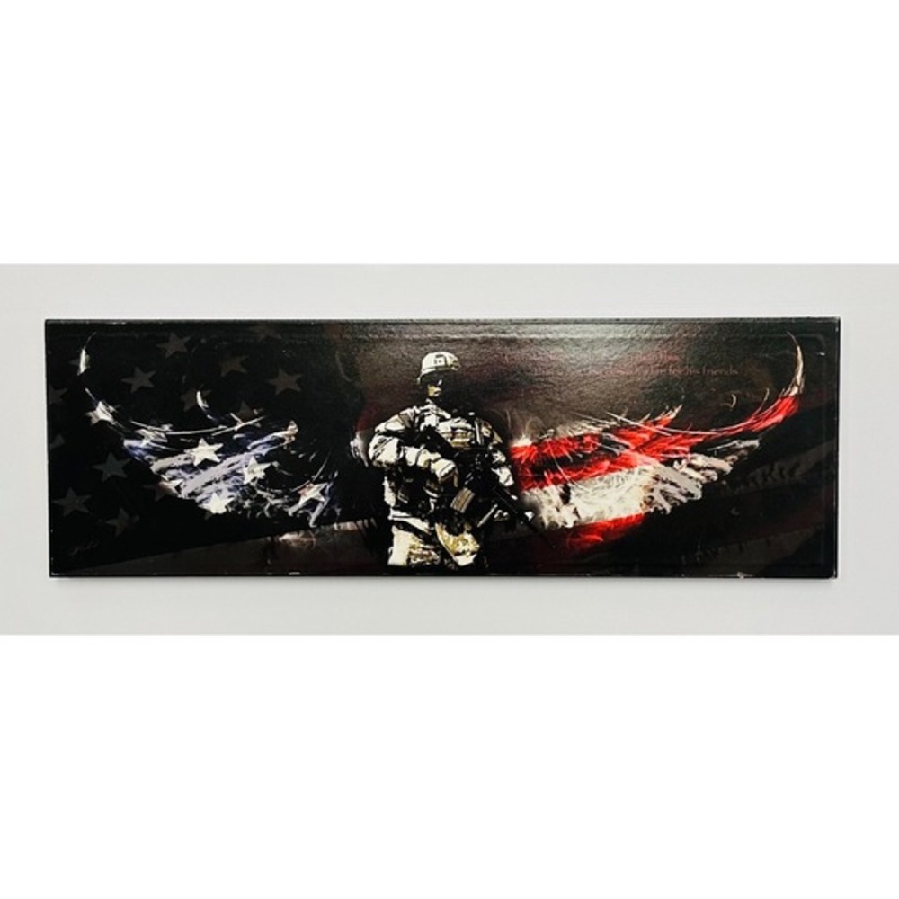 Made‎ In USA No Greater Love American Soldier Print on Wood Decor 18"x6"